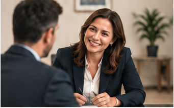 Solicitor discussing a matter with a client